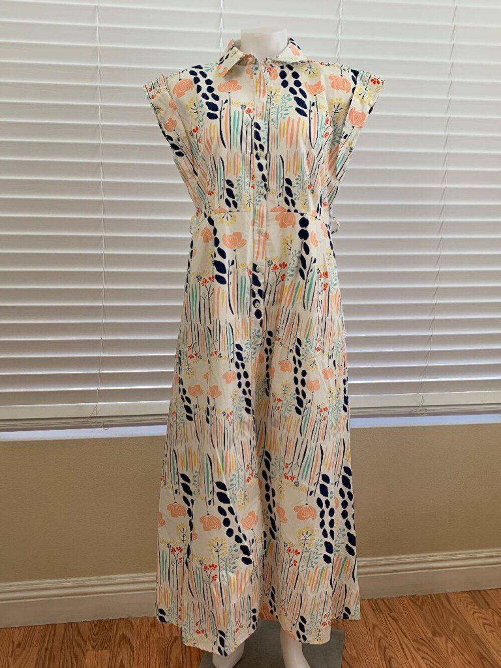 Floral womens spring summer lightweight short sleeves maxi dress size S